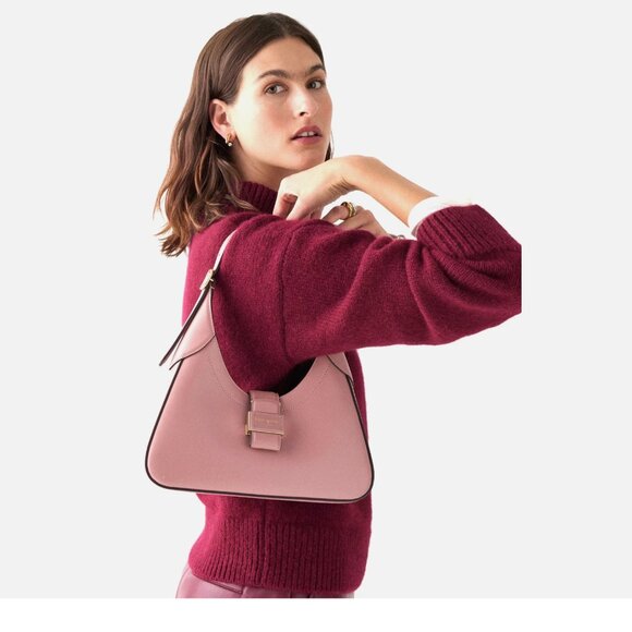 New Kate Spade Nouveau Small Shoulder Bag Smooth Leather Dusk Rose - Picture 2 of 4